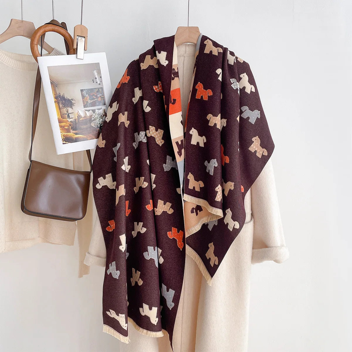 Char Pashmina Scarf Brown