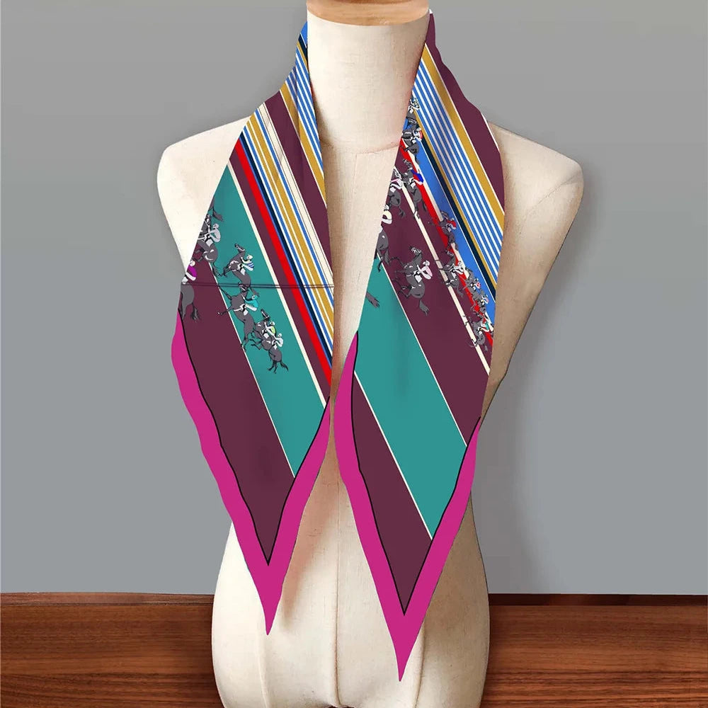 Horse Race Burgundy Silk Diamond Scarf