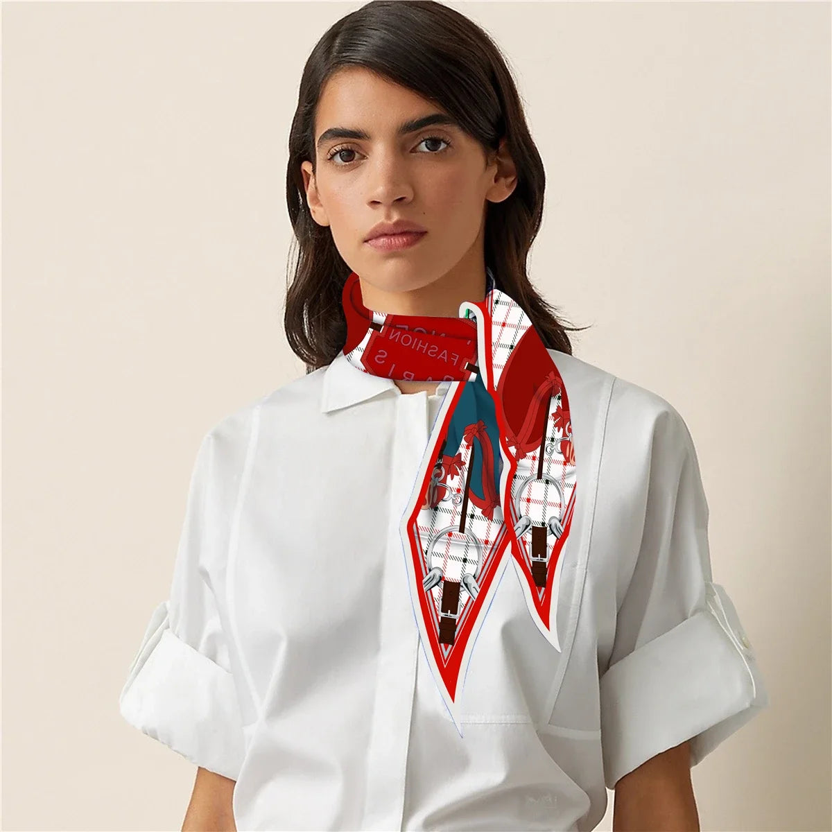 Head Red Silk Diamond Scarf