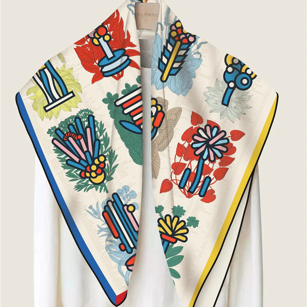 Plant Catalog White Double Print Scarf / 90cm