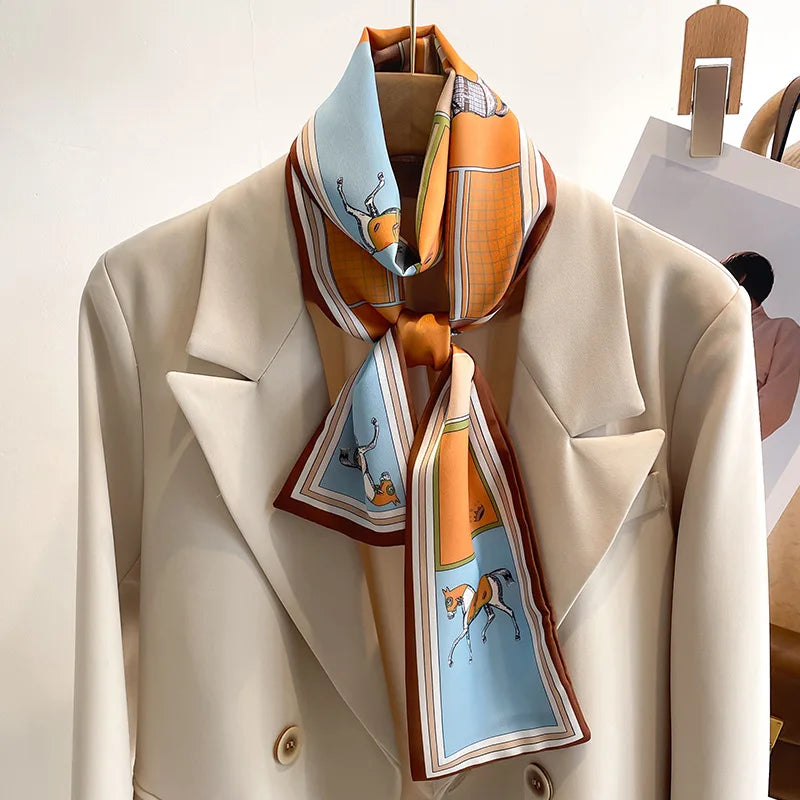 Tulay Brown Long Twilly Scarf