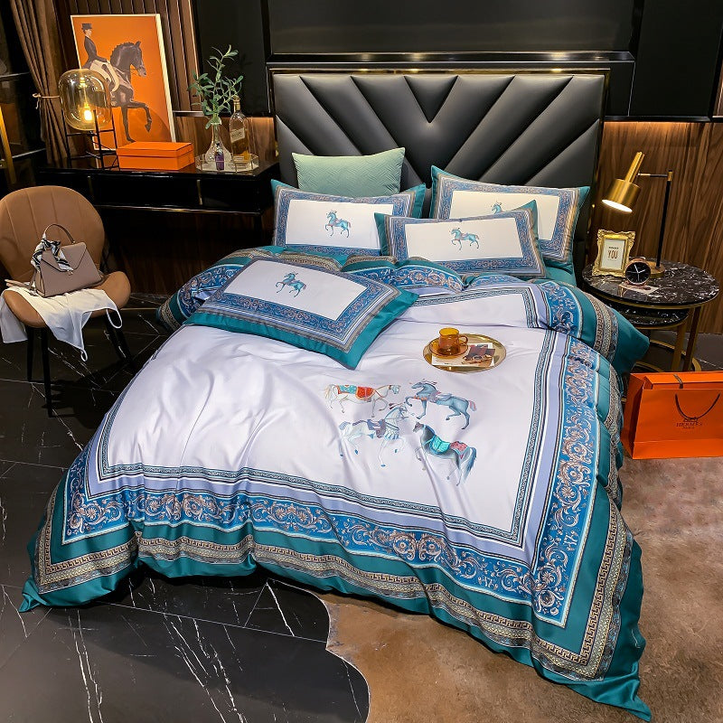 4-Piece Embroidered Egyptian Cotton Sateen Bedding Set (Terrance)