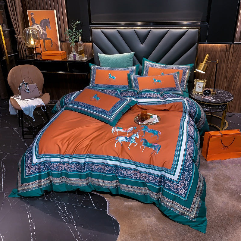 4-Piece Embroidered Egyptian Cotton Sateen Bedding Set (Thierry)