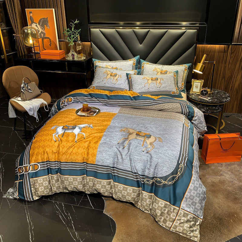 4-Piece Embroidered Egyptian Cotton Sateen Bedding Set (Jacques)