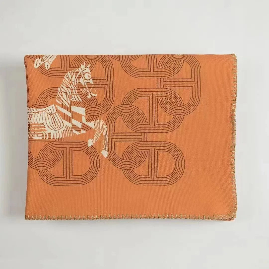 Baldassare Horse Print Blanket Orange
