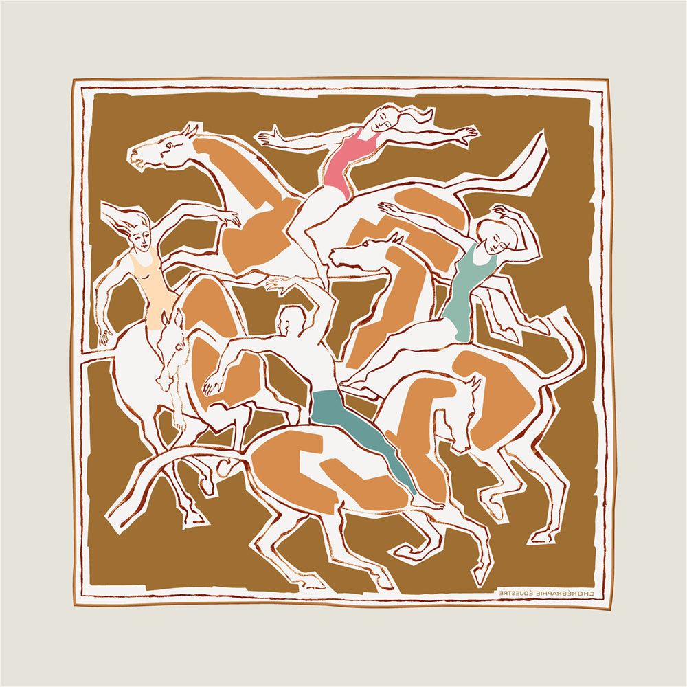 Horse Dancer Black Double Print Scarf / 90cm