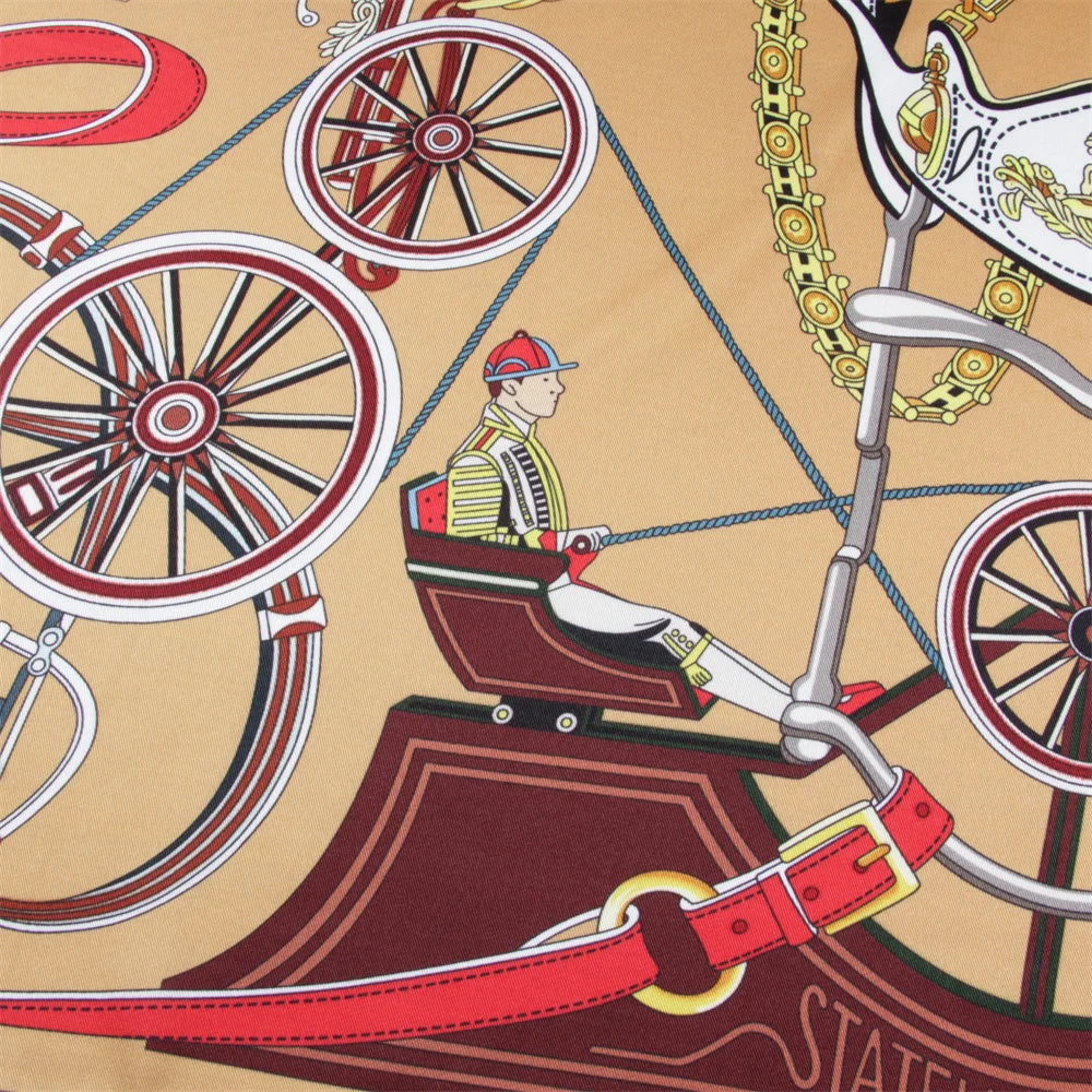 Horse Carriage Brown Silk Scarf / 90cm