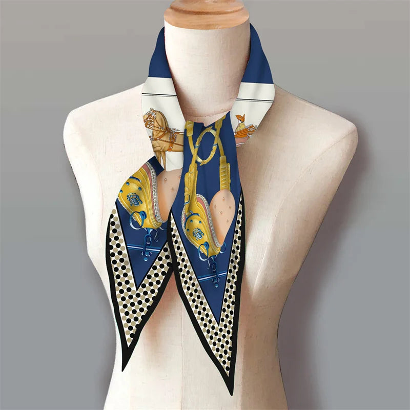 Carriage & Saddle Blue Silk Diamond Scarf