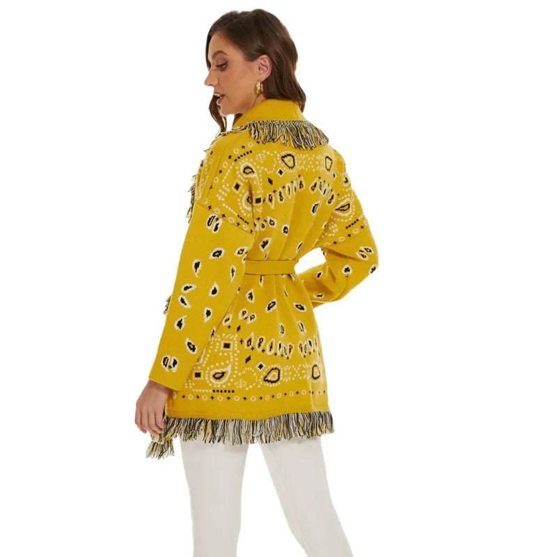 Yellow Ahanu Oversized Cardigan Jacket