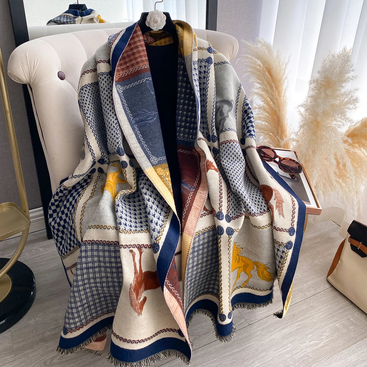 Aieta Pashmina Scarf Blue