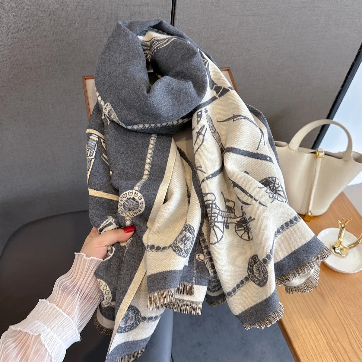 Rochelle Pashmina Scarf Gray