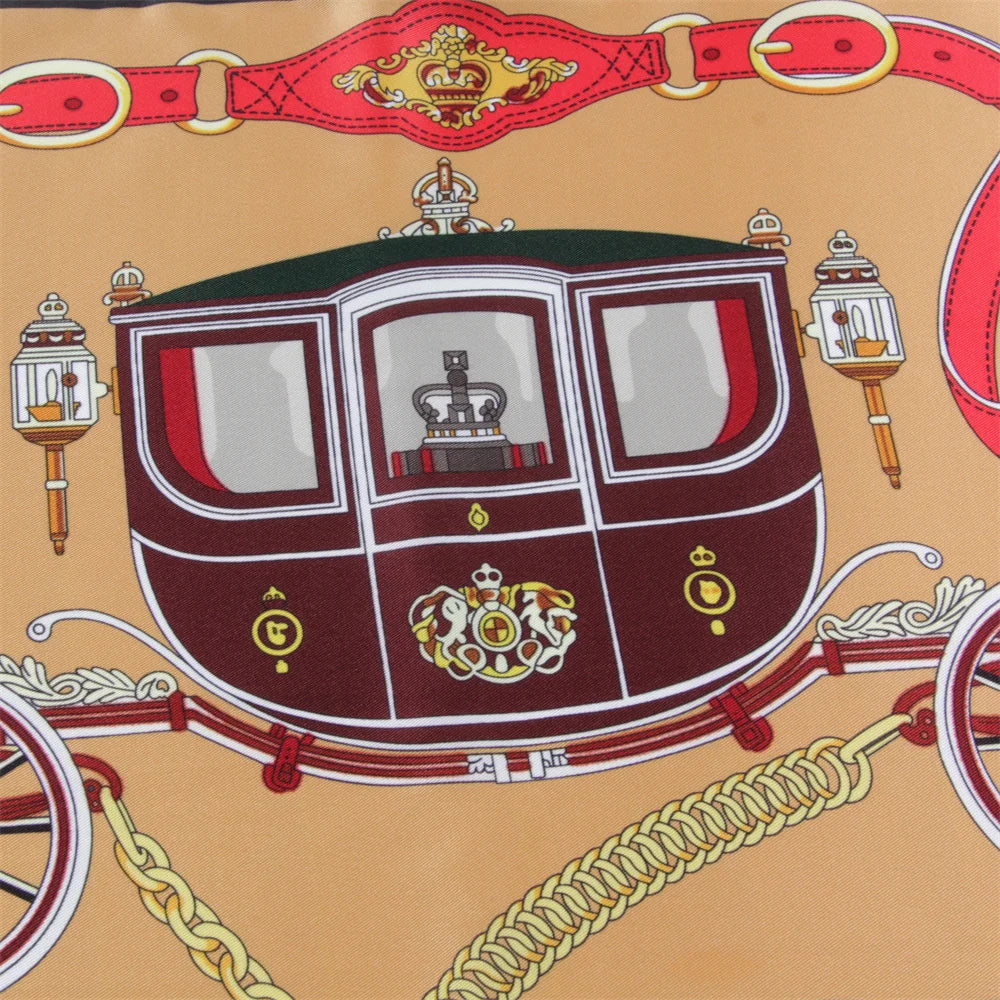 Horse Carriage Brown Silk Scarf / 90cm