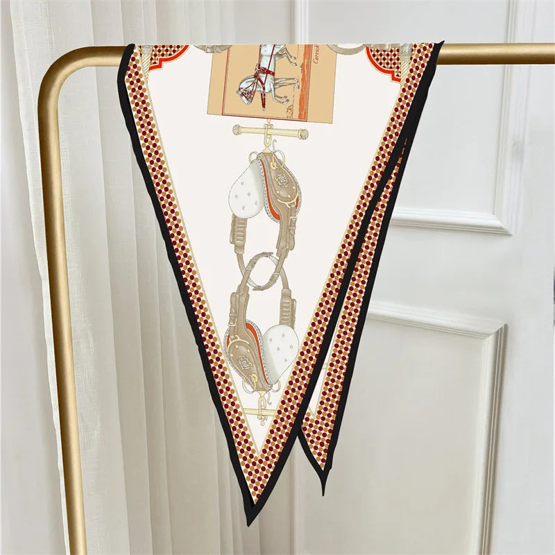 Carriage & Saddle Beige Silk Diamond Scarf