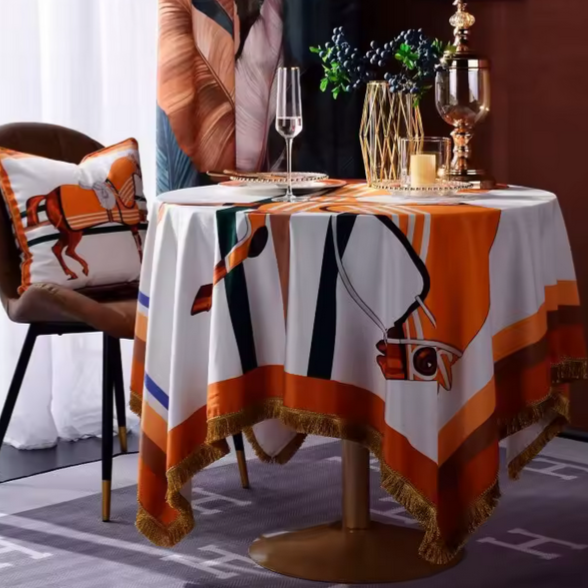 Isnello Horse Print Velvet Tablecloth