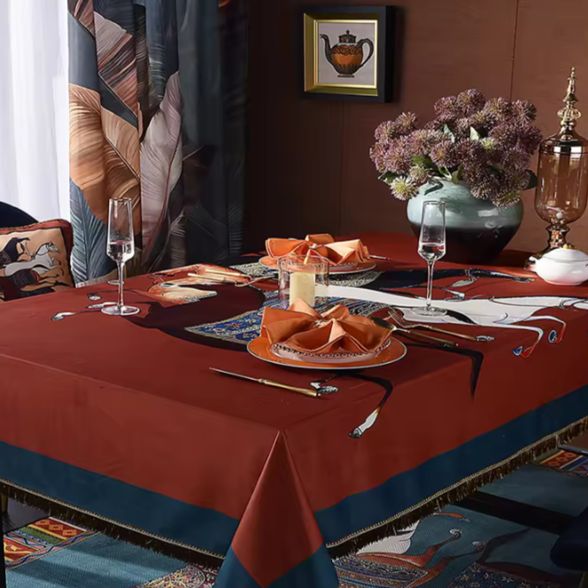 Ledro Horse Print Velvet Tablecloth