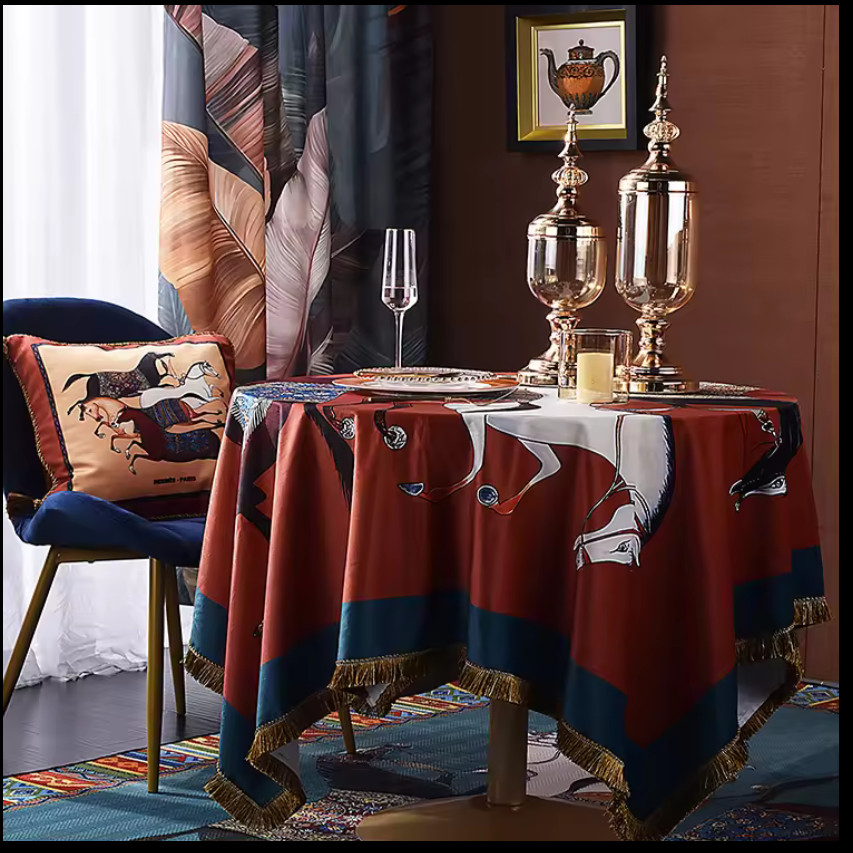 Ledro Horse Print Velvet Tablecloth