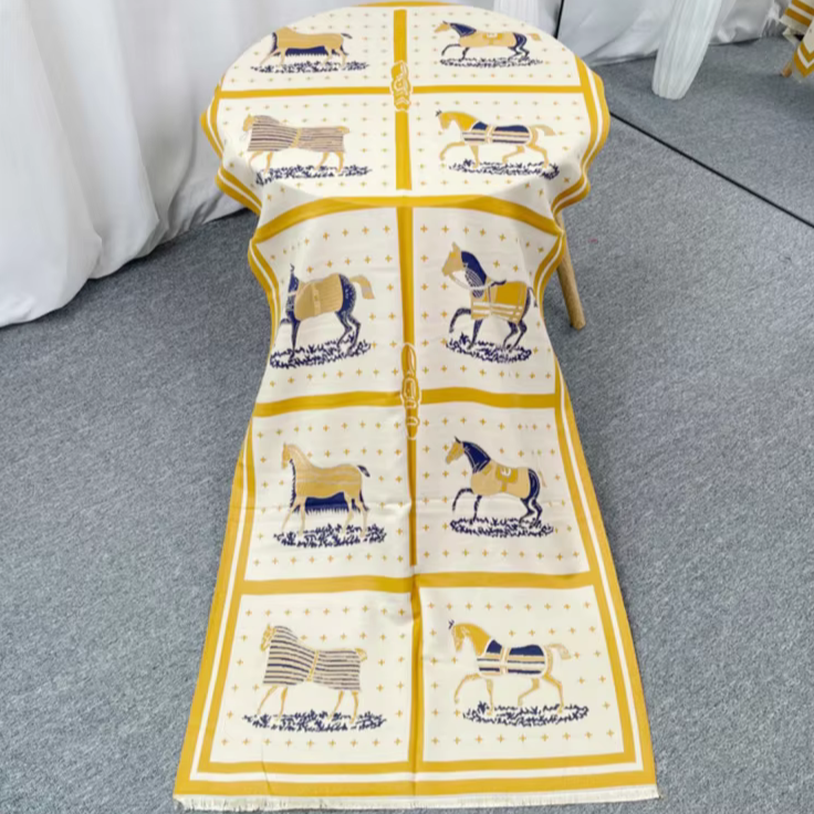 Bettona Pashmina Scarf Yellow & Navy