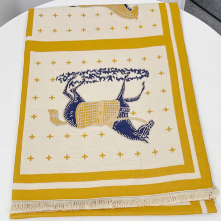 Bettona Pashmina Scarf Yellow & Navy