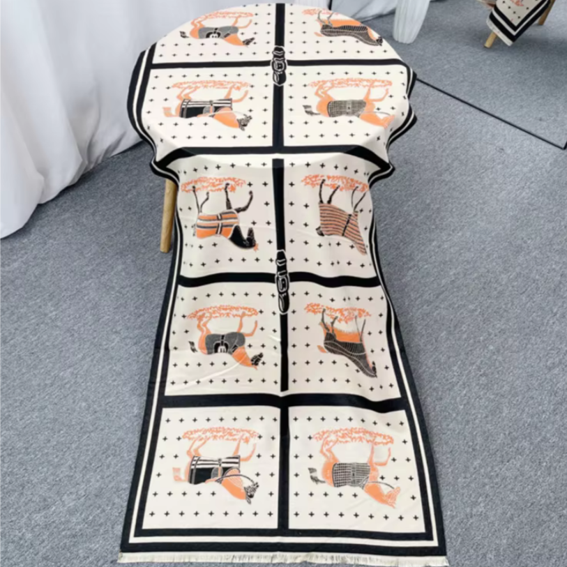 Bettona Pashmina Scarf Black & Orange