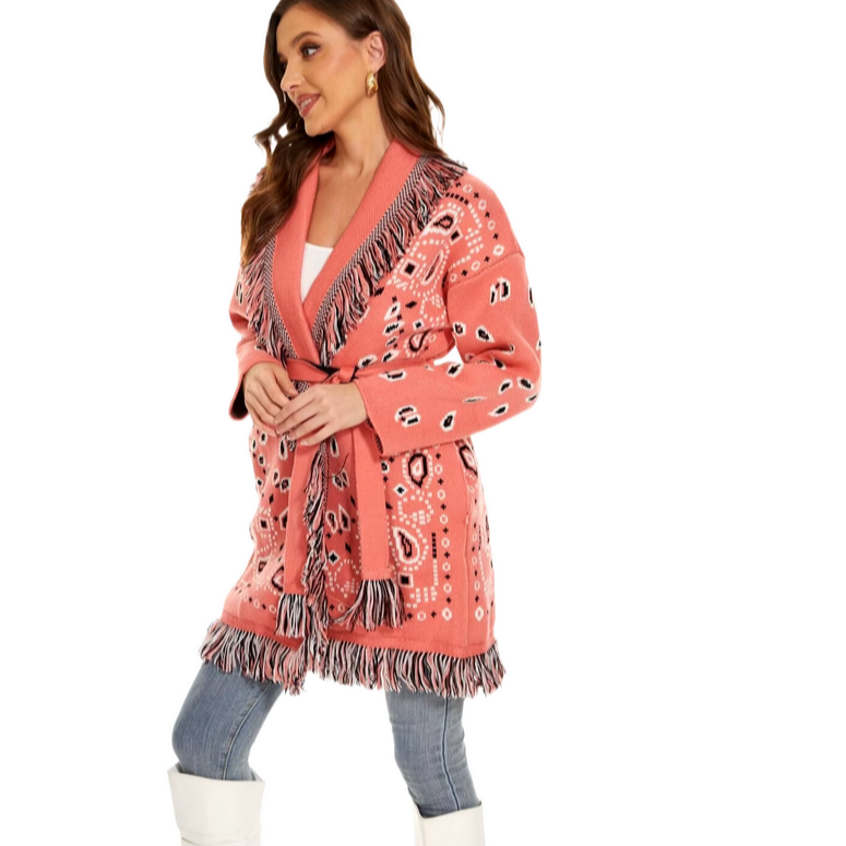 Pink Ahanu Oversized Cardigan Jacket