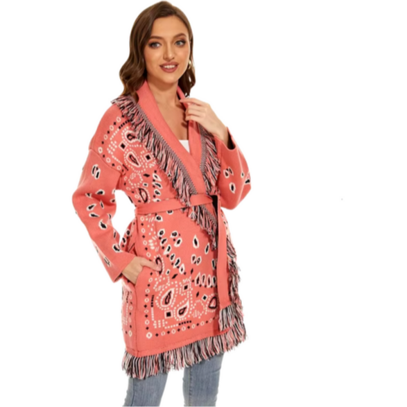 Pink Ahanu Oversized Cardigan Jacket
