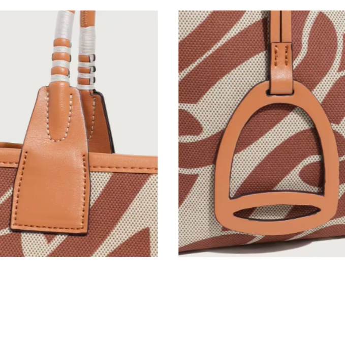 Stella Small Canvas & Leather Tote Bag / Horse Beige