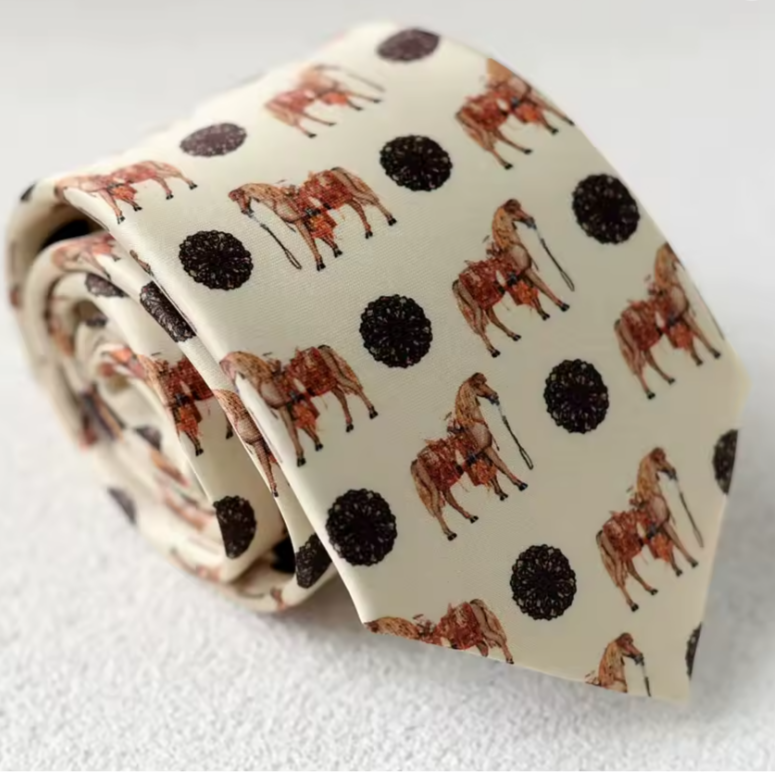 Men's Tie Horse Cream