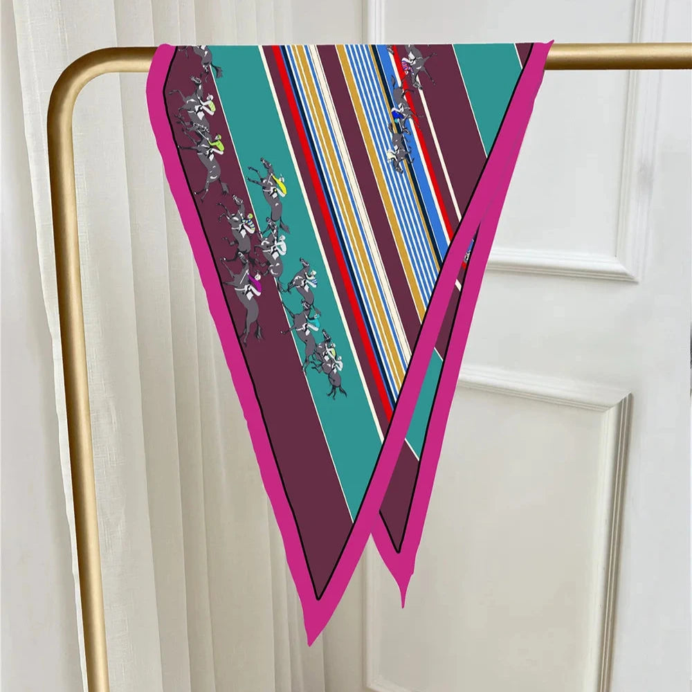 Horse Race Burgundy Silk Diamond Scarf