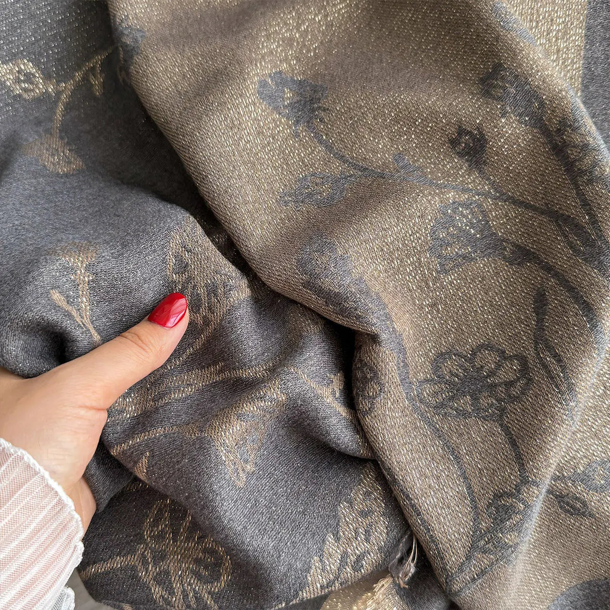 Greca Pashmina Scarf Gray