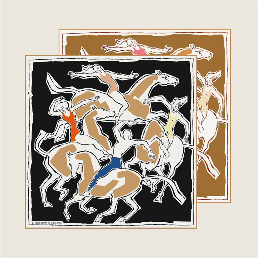Horse Dancer Black Double Print Scarf / 90cm