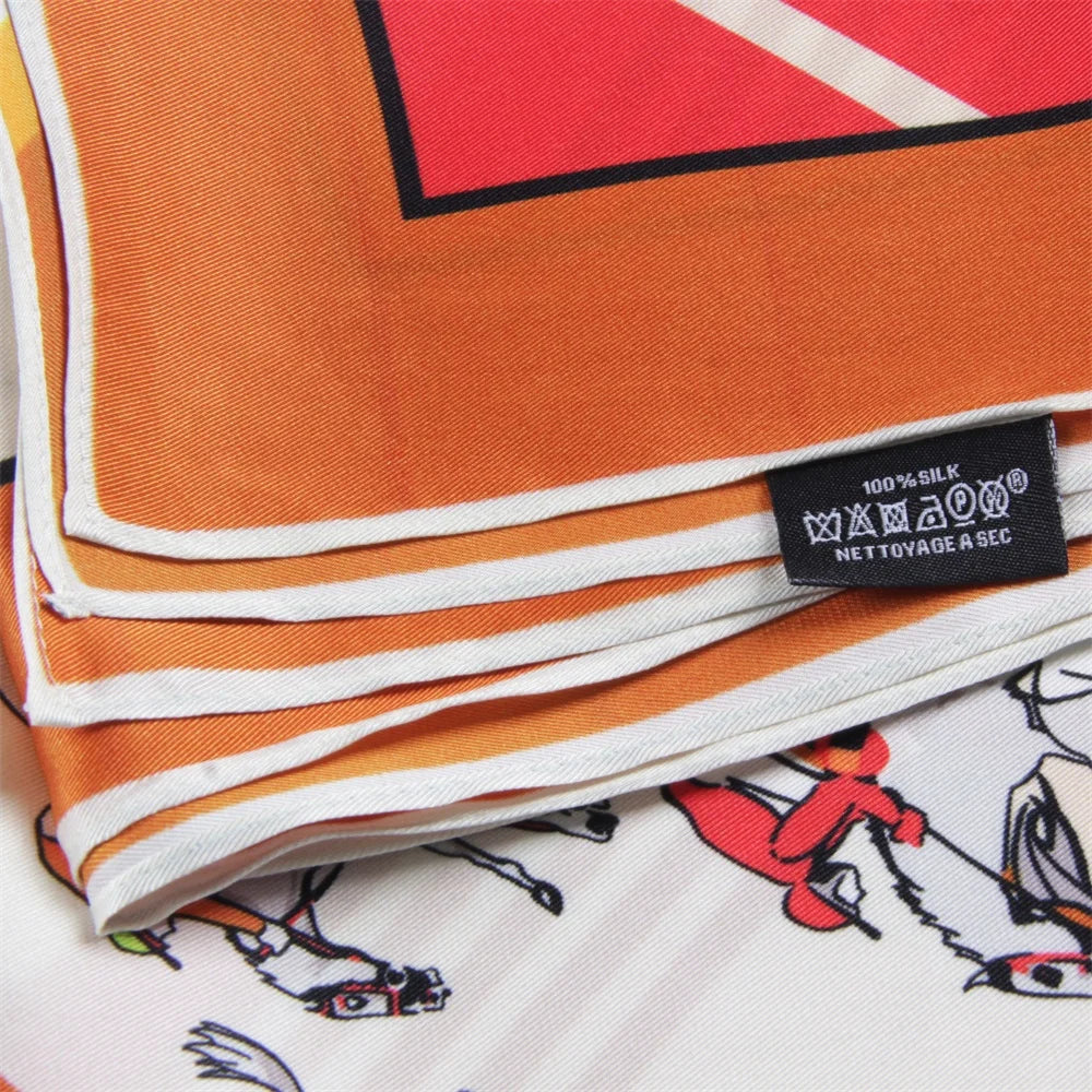 Horse Race Khaki Silk Scarf / 90cm