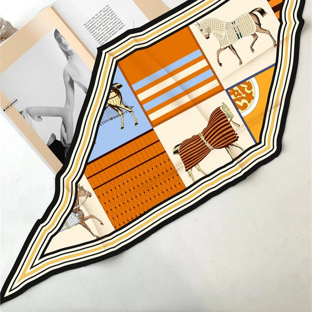 Adrina Orange Silk Diamond Scarf