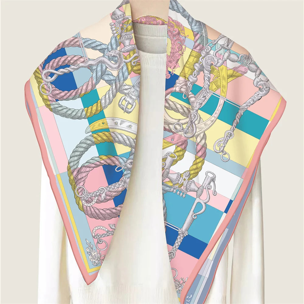 Rope Blue Double Print Scarf / 90cm