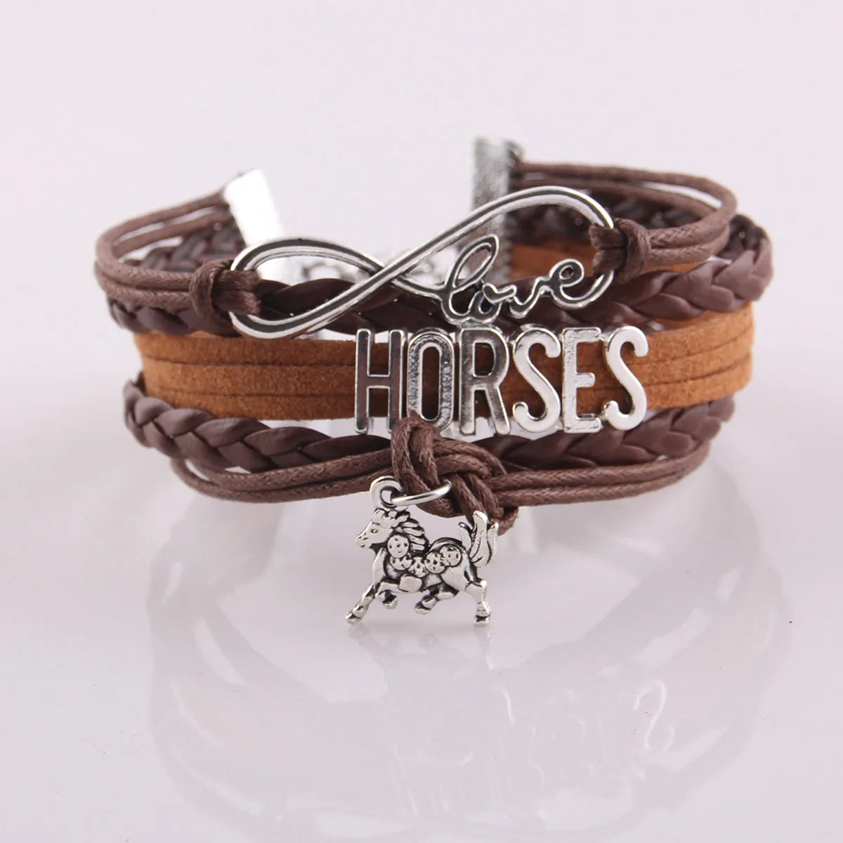 Horses Infinity Love Wrap Leather Bracelet