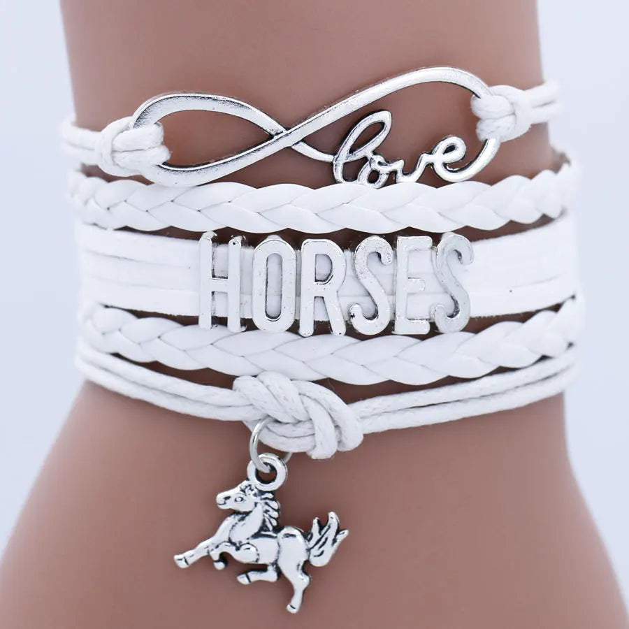 Horses Infinity Love Wrap Leather Bracelet