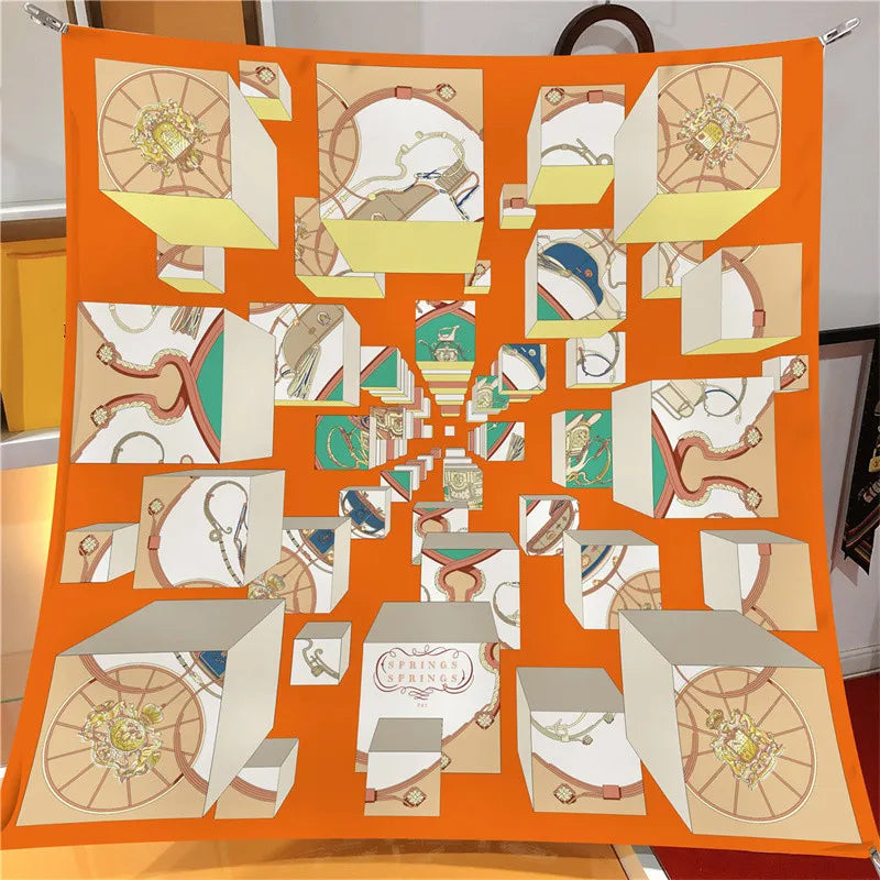 Omera Orange Silk Scarf / 90cm