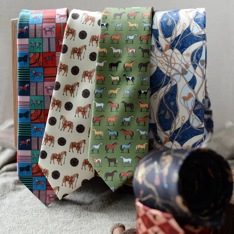 Men's Tie Horse Green