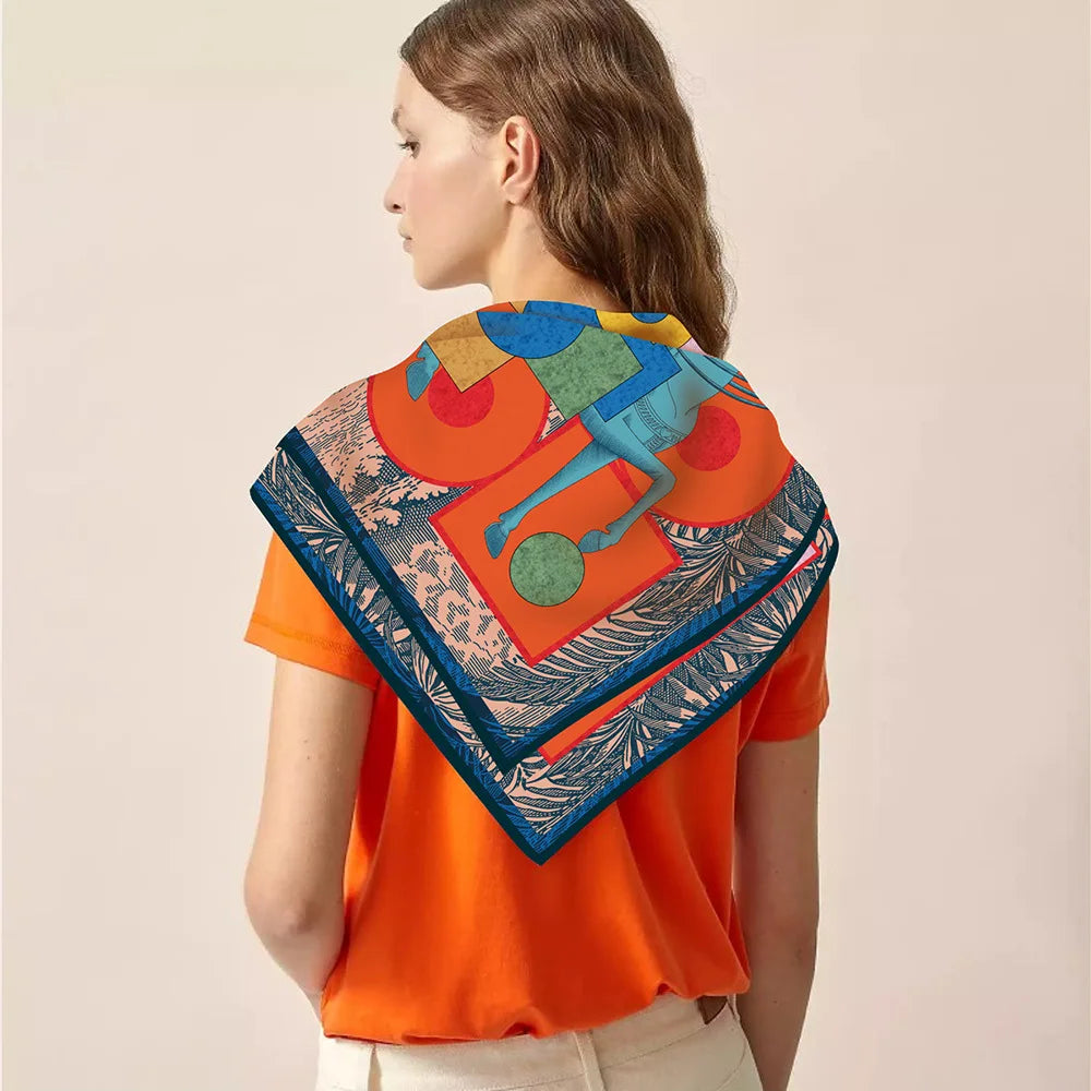 Amalea Orange Silk Scarf / 90cm