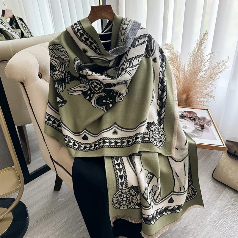 Amalie Pashmina Scarf Green