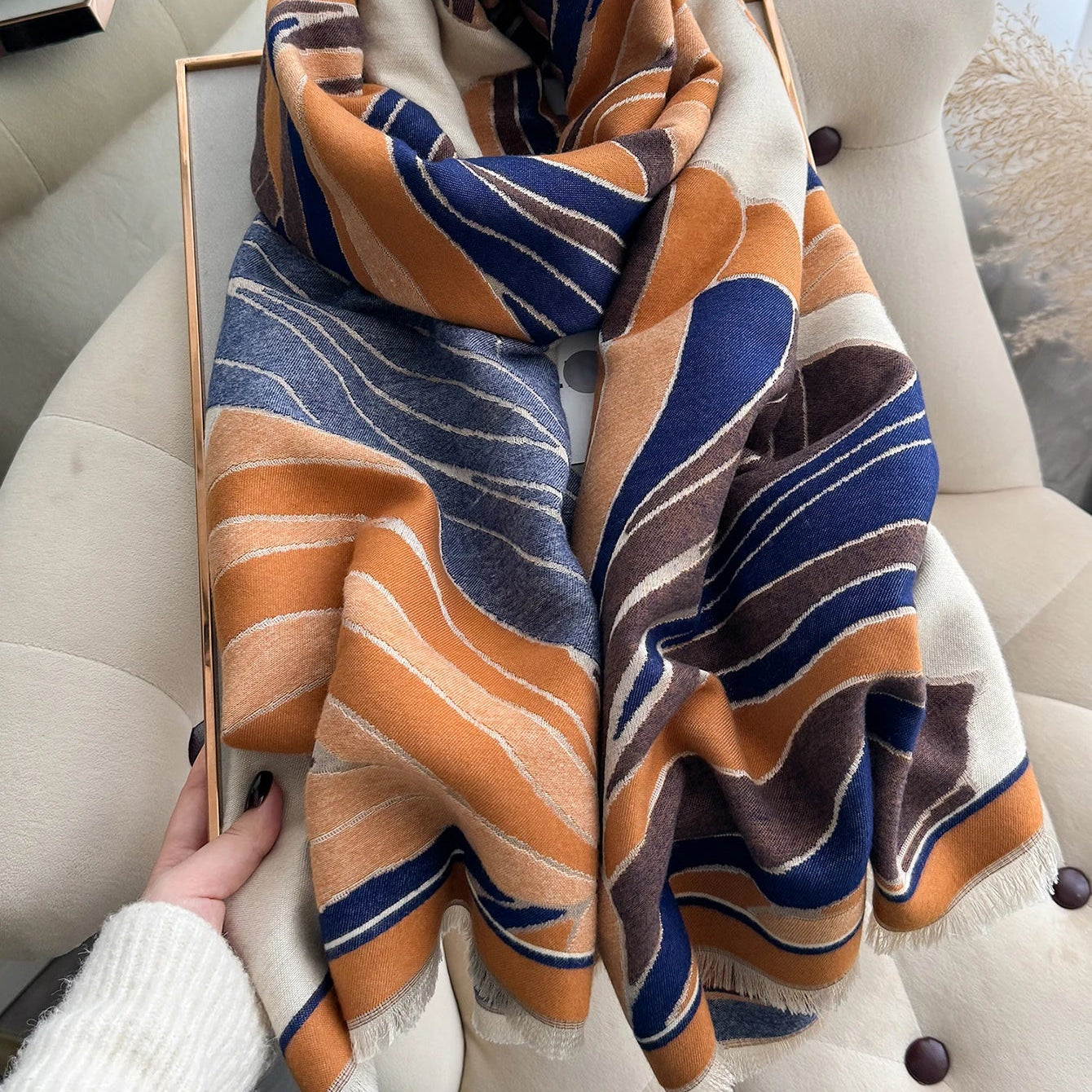 Lieta Pashmina Scarf Blue