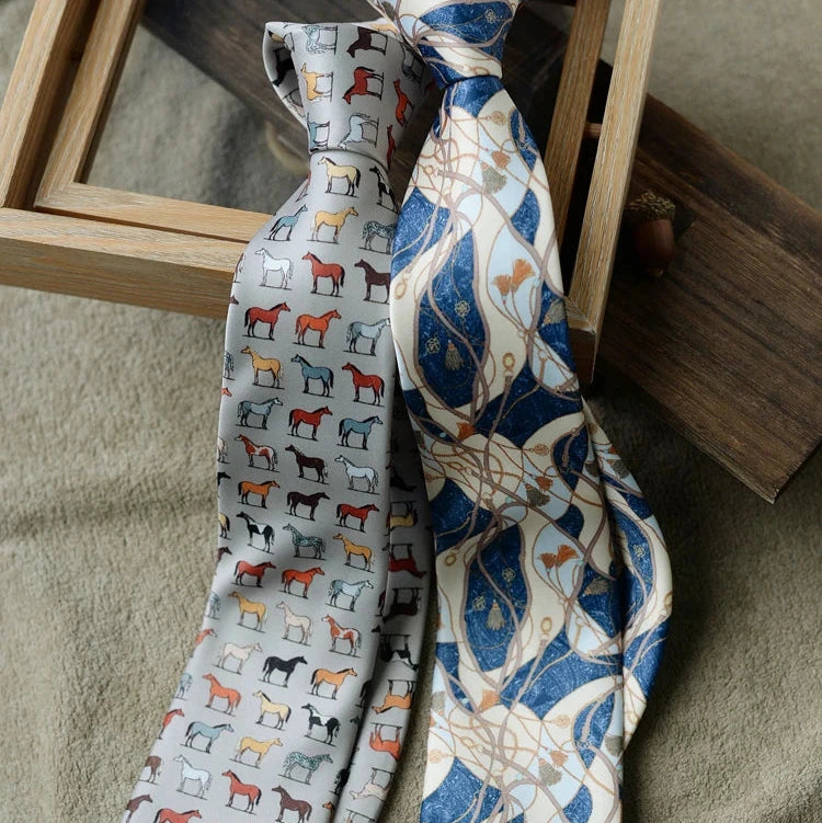 Men's Tie Horse Gray
