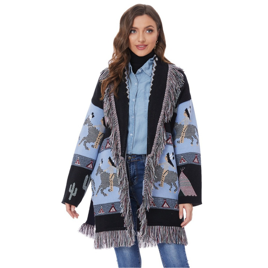 Blue Takoda Oversized Cardigan Jacket