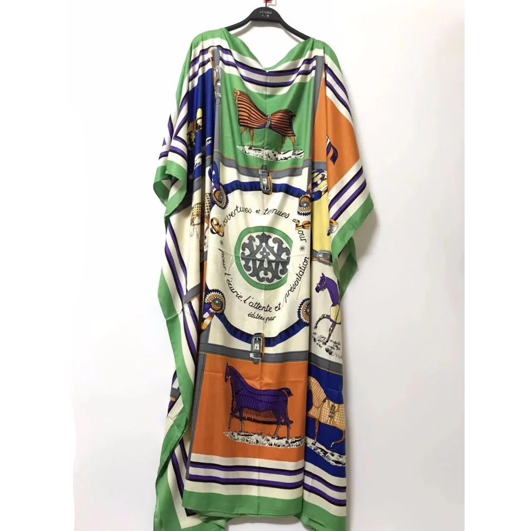 Green Pierina Kaftan Dress & Scarf Set