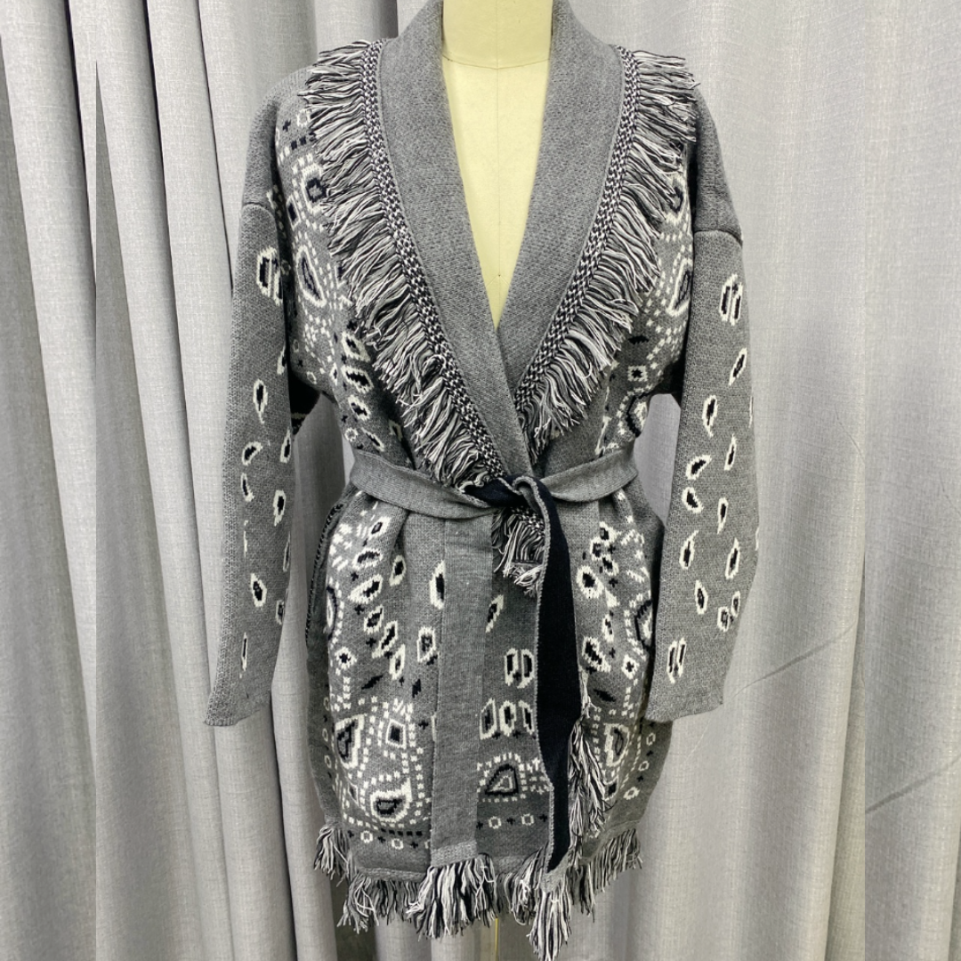 Gray Ahanu Oversized Cardigan Jacket