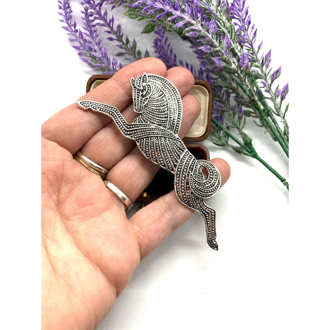 Vintage Running Horse Brooch (Silver)