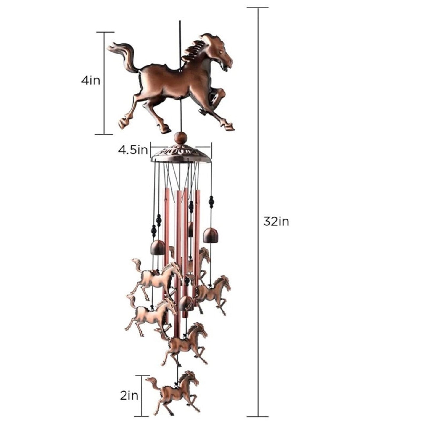 Handmade Copper Horse Wind Chimes