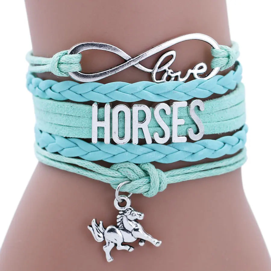 Horses Infinity Love Wrap Leather Bracelet