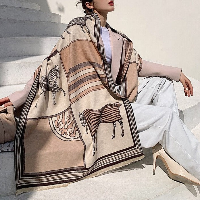 Capucine Luxurious Pashmina Scarf Shawl Wrap Cucciolo Cavallo