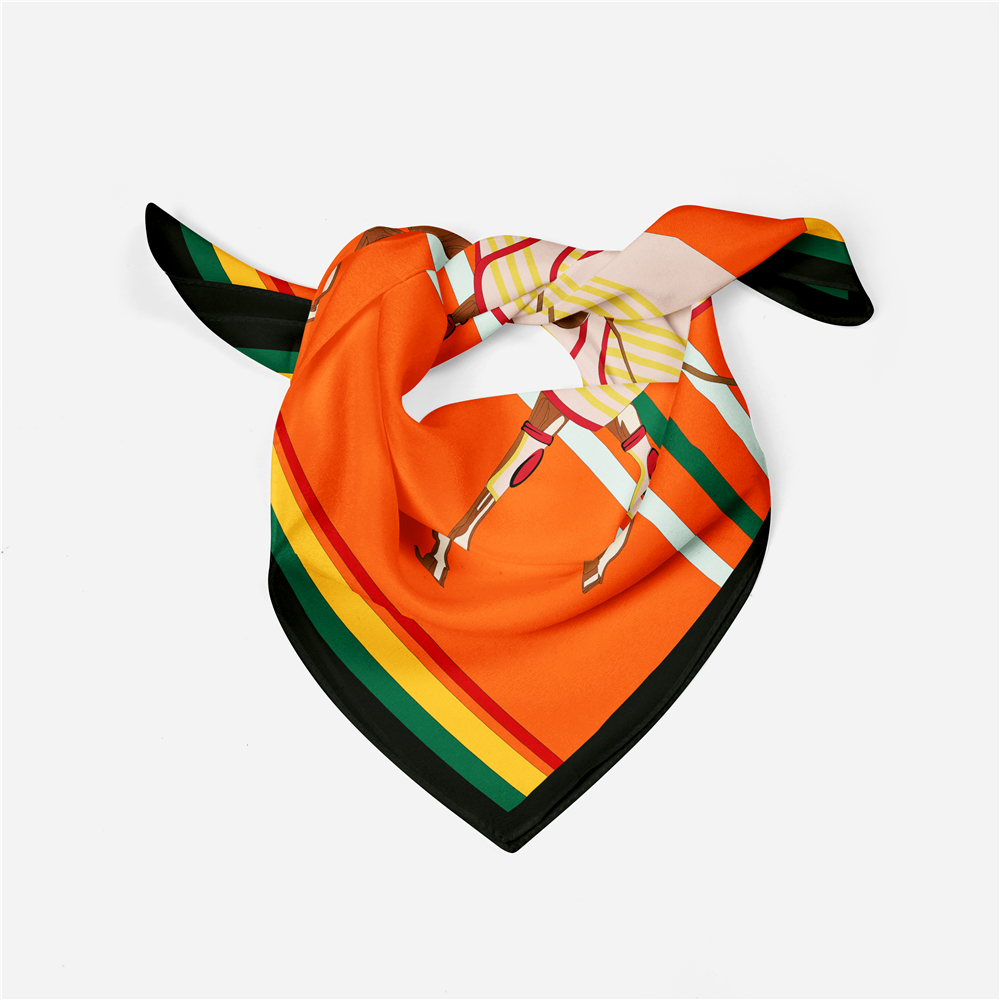 Maxine Orange Silk Scarf / 53cm