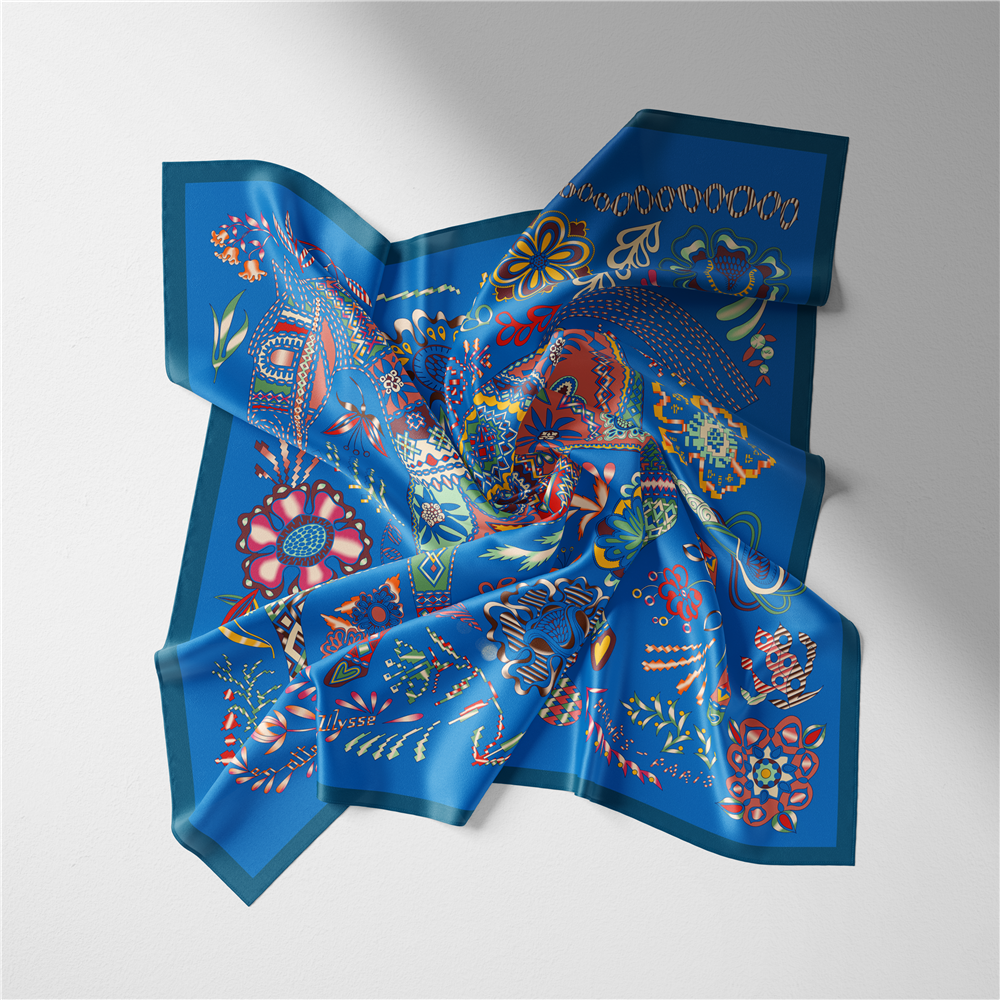 Genoa Blue Silk Scarf Small / 53cm
